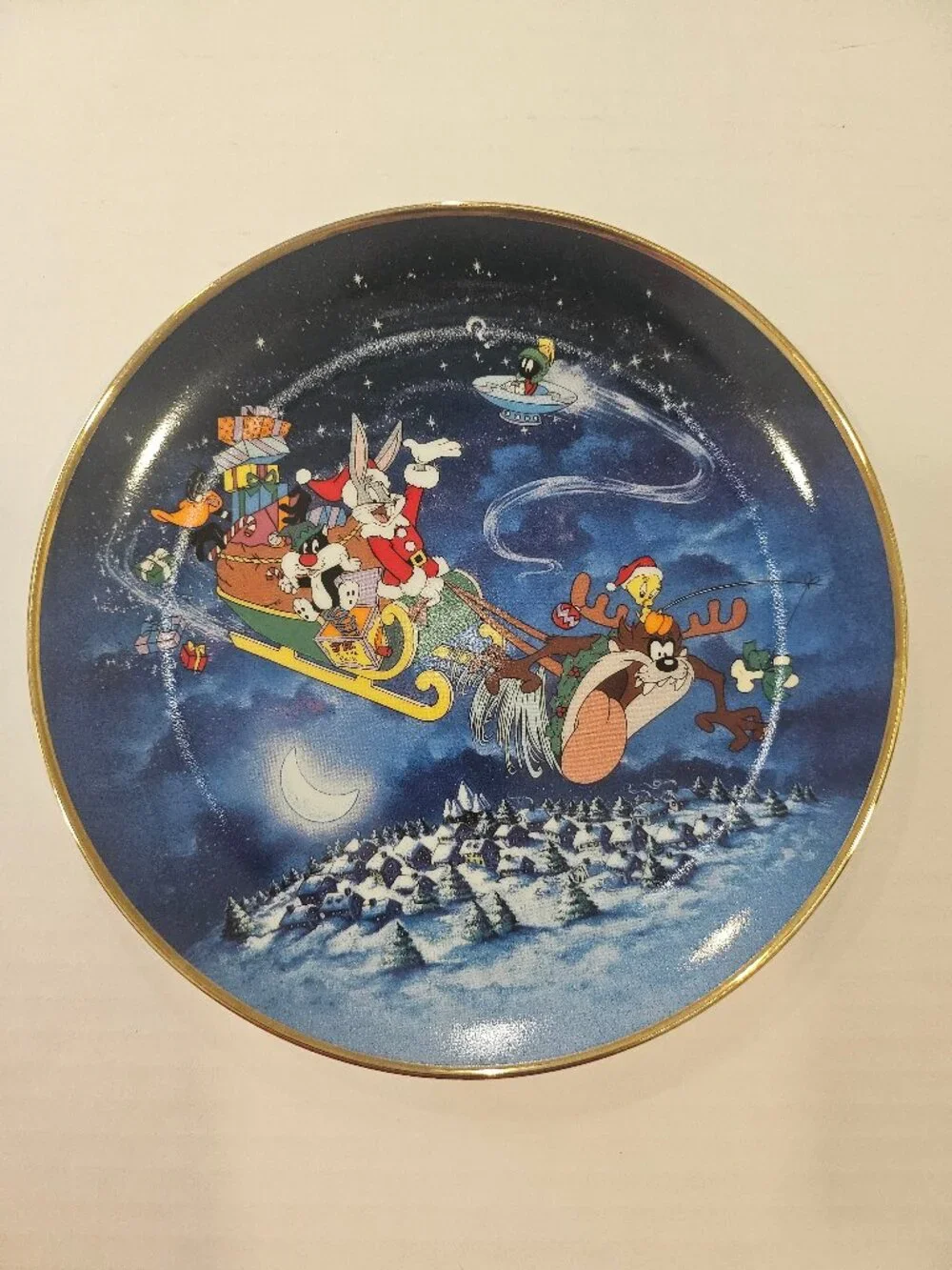 Franklin Mint 1983 Looney Tunes What's Up Santa Collector's Plate Perfect 8